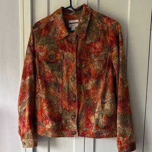 Christopher & Banks Orange Red Autumn Leaf Lightweight Jacket Large Soft Stretch